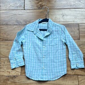 Janie and Jack Light Teal Gingham Shirt